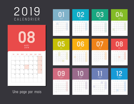 Calendrier Planning 2019 - Une page par mois