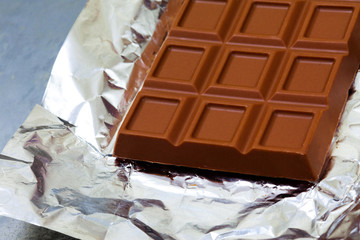 fragment of milk chocolate bar