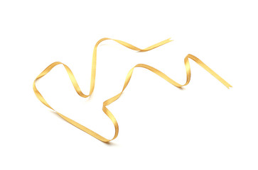 Beautiful golden ribbon on white background