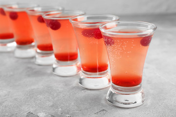Fresh summer cocktail in glasses on light table