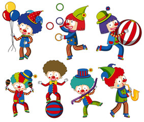 A set of circus clown