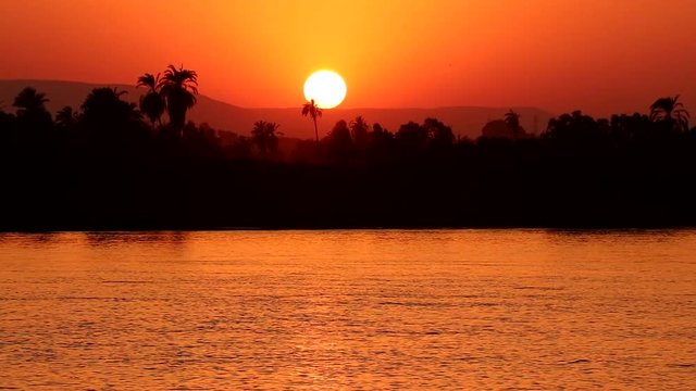 View of Beautiful sunset from a Nile river cruise