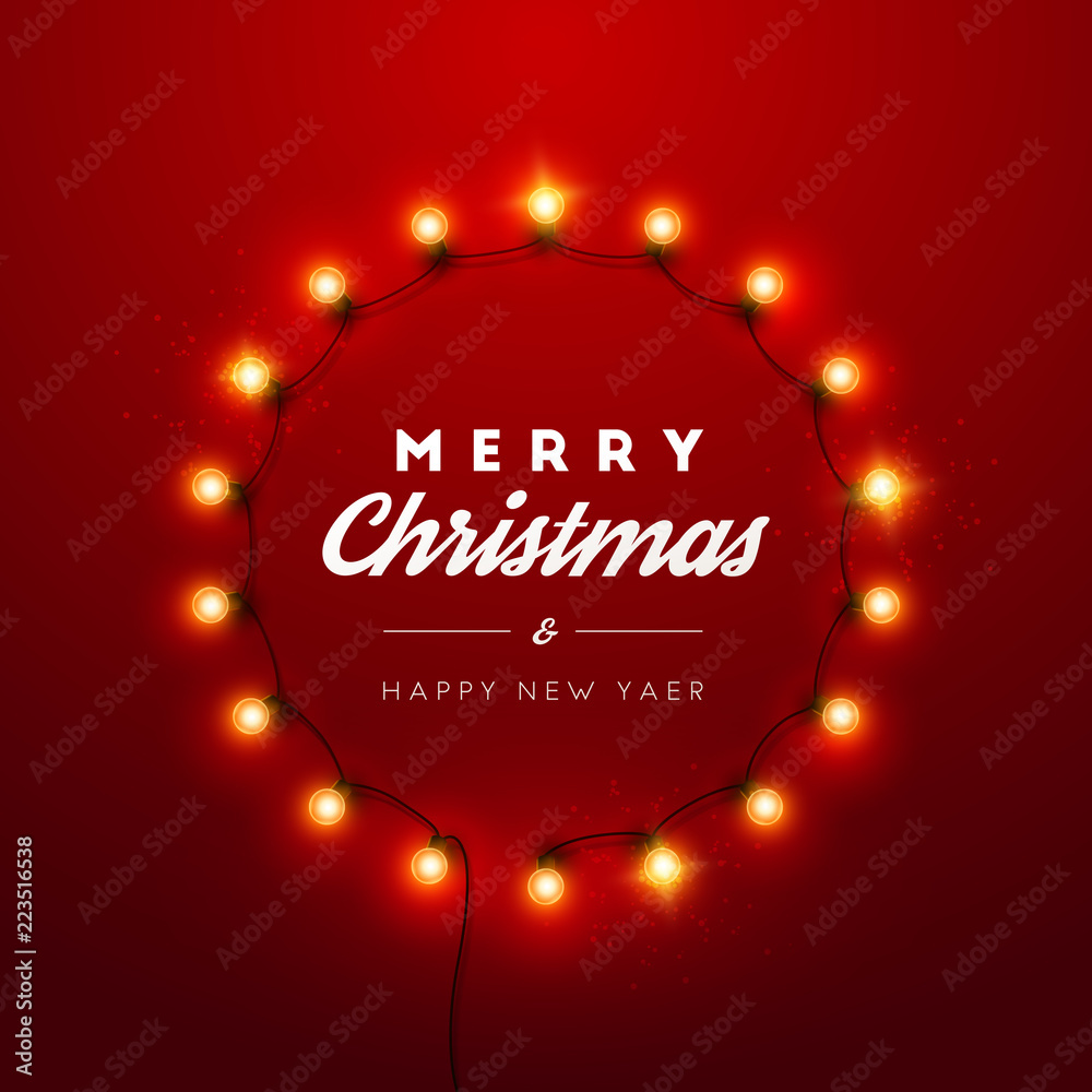 Canvas Prints christmas background with christmas lights. vector illustration.