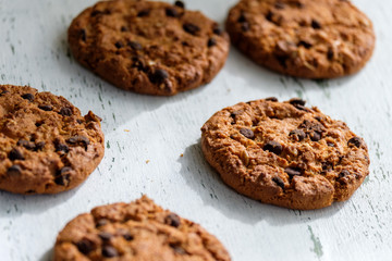 Oatmeal cookies on a wooden table