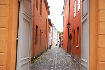 Fototapeta na wymiar Urban Streets And Building of Turku City In Finland During Summer