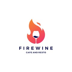 fire flame wine logo icon