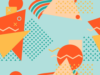 Memphis seamless pattern. Retro background with Geometric elements memphis in the style of 80s. Vector illustration