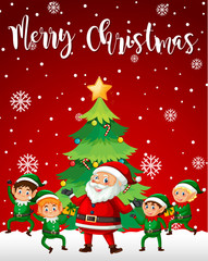 Fototapeta na wymiar Santa and elf merry christmas template
