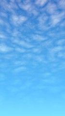 Cumulus white clouds in the clear blue sky in the morning. Blue sky background with white clouds. 3D illustration