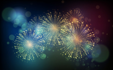 Obraz premium Vector Holiday Fireworks Background. Happy New Year