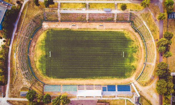 soccer stadium from the bird view - picture was taken by a dron