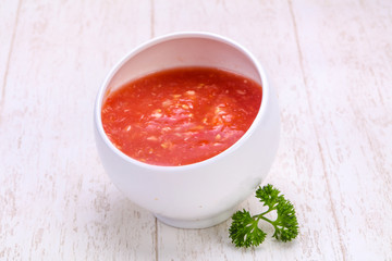Horseradish sauce in the bowl
