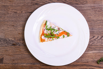 Pizza with salmon