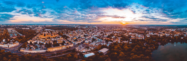 180 degree panorama from the air of berlin in the afternoon - obrazy, fototapety, plakaty