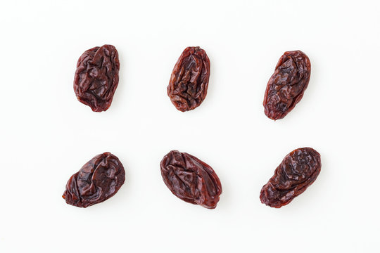 Raisins Isolated On White, Top View