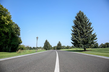 Fototapeta na wymiar Asphalt road in park on sunny day