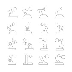 robot icons, thin line