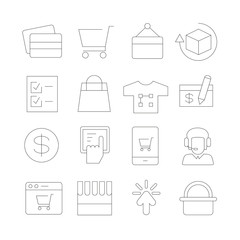 shopping icons, thin line