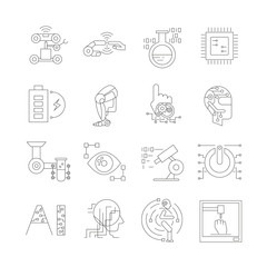 Fototapeta premium robotics and artificial intelligence icons, thin line