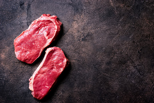 Two peaces of beaf steak seeing from above