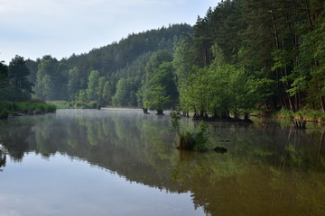 Fototapeta na wymiar Kokorinsko pond on the stream Psovce