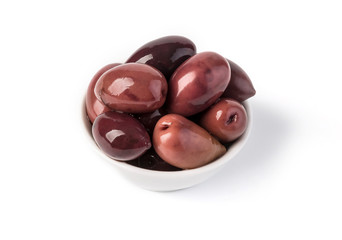 Bowl of  olives , isolated on white