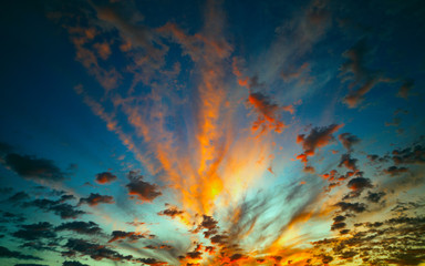 Fototapeta na wymiar Orange sky at sunset