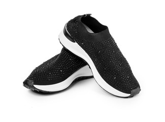 Black sport shoes on white