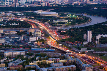 Obraz premium Panoramic view of Moscow. Evening, sunset.