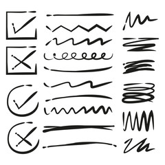 check marks, underlines