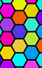 Honeycomb many color, multicolored. Isometric geometry. 3D illustration