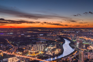 Obraz premium Panoramic view of Moscow. Evening, sunset.