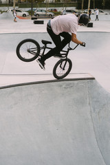 BMX Rider In Skatepark training outdoor