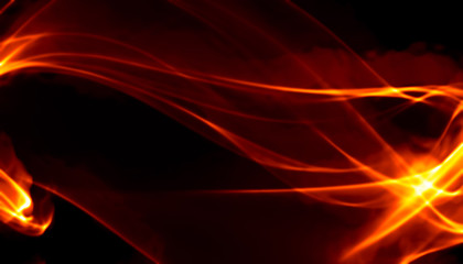 Abstract red smoke Fire over black background. Wavy elegant backdrop for your design and art