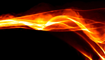 Abstract red smoke Fire over black background. Wavy elegant backdrop for your design and art