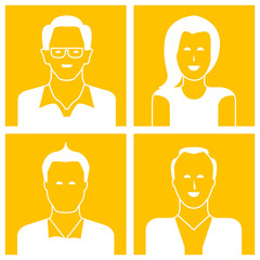 people avatars in yellow background