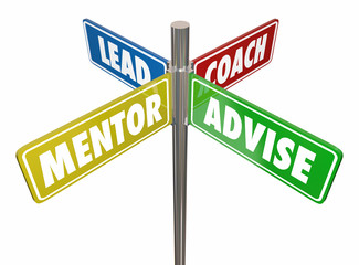 Lead Coach Mentor Advise Signs 3d Illustration