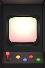 3D render Illustration. Arcade machine with joystick and push buttons.