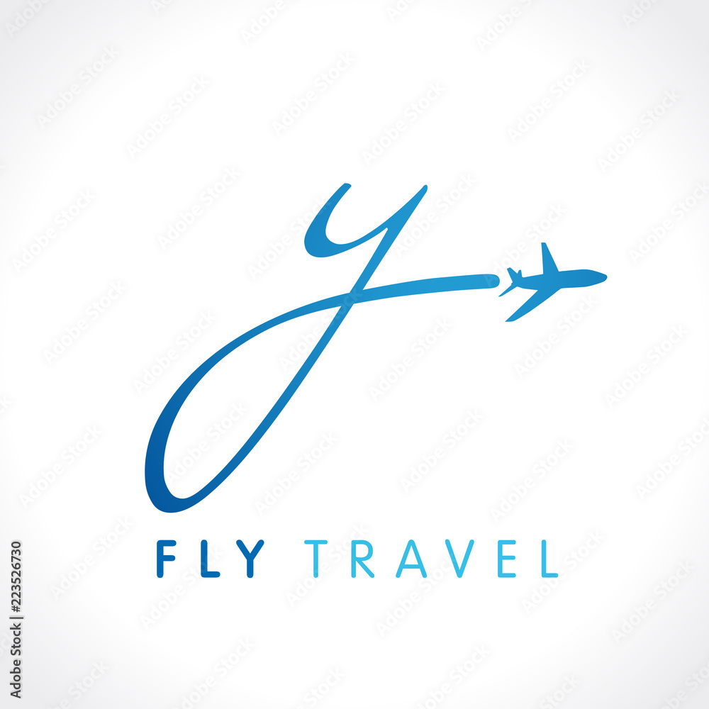 Wall mural Y letter fly travel company logo. Airline business travel identity brand design with letter 