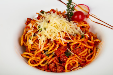 Pasta Bolognese with meat