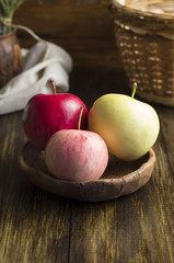 Apples on wooden table