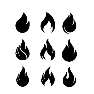 Fire flames, set Logo design inspiration vector icons