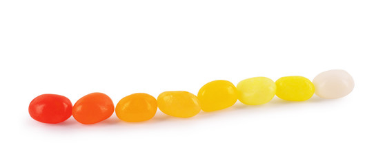 Color jelly beans isolated over white background
