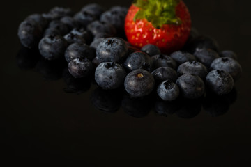 Soft fruits, blueberries and strawberry