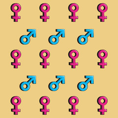 Gender symbols pattern background