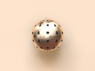abstract gold black christmas ball 3d rendering