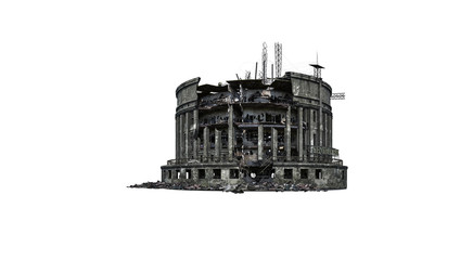 Central bank building ruins