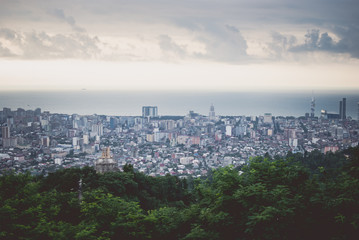 Fototapeta na wymiar Beatiful colorful Georgian cityscape of Batumi. Panoramic view
