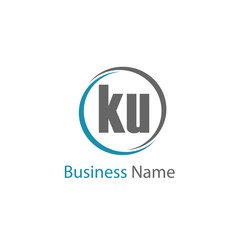 Initial Letter KU Logo Template Design