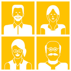 people avatars in yellow background